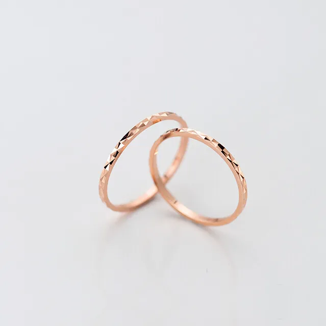 Sehr Schmaler Damen Ring mit Struktur Sterling Silber 925 Farbe: Rosegold