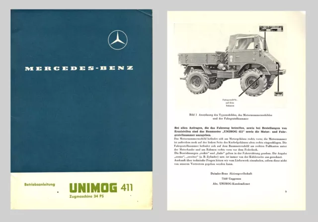 Mercedes Benz UNIMOG 411 c Betriebsanleitung Original 1969