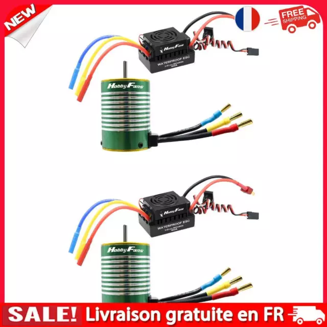 NEW HOBBYFANS 3650 Brushless Motor + 60A ESC Combo Set for 1/10 RC Car Truck Par