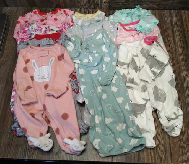 *10* Baby Girl Newborn NB Lot Footed Sleeper Pajama CARTERS & More Zip Snap