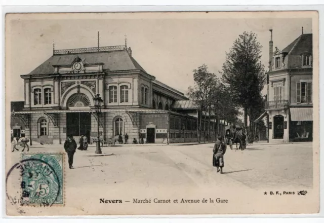 CPA NEVERS Carnot Market and Avenue de la Gare (58)