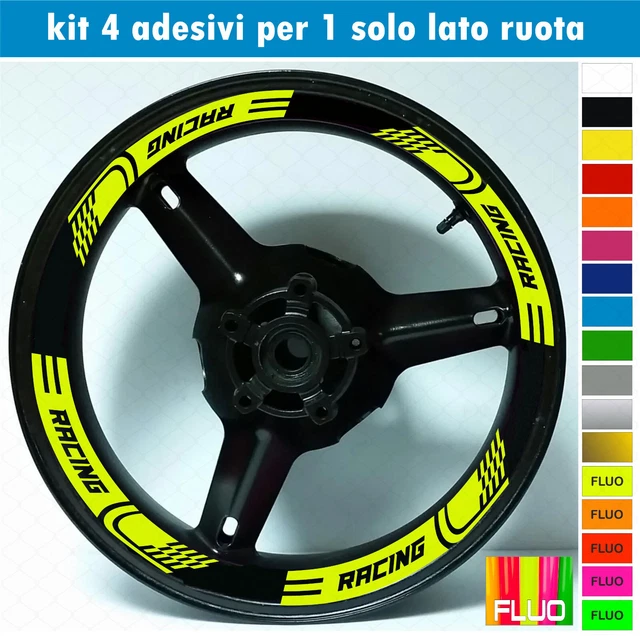 Kit 4 adesivi interno Cerchi Moto racing wheels ruote 17 Pollici inner rim INT03
