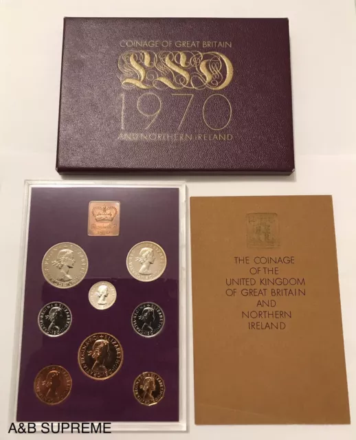 1970 Great Britain & Northern Ireland United Kingdom Proof Set With COA 8 Coins