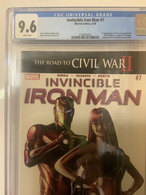 Invincible Iron Man # 7 CGC 9.6 1st Cameo App Riri Williams Ironheart DISNEY 2