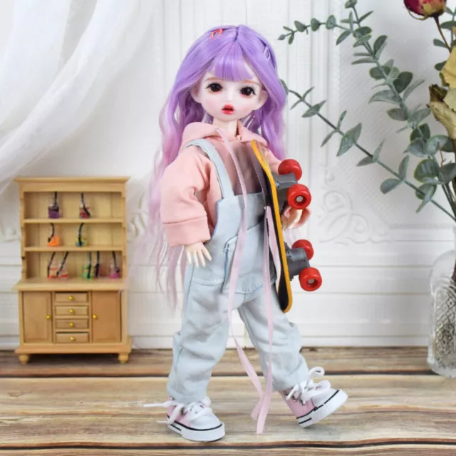 1/6 BJD Doll 30cm Ball Jointed Dolls Girl Full Set Pants Shoes Outfits Wigs Toy