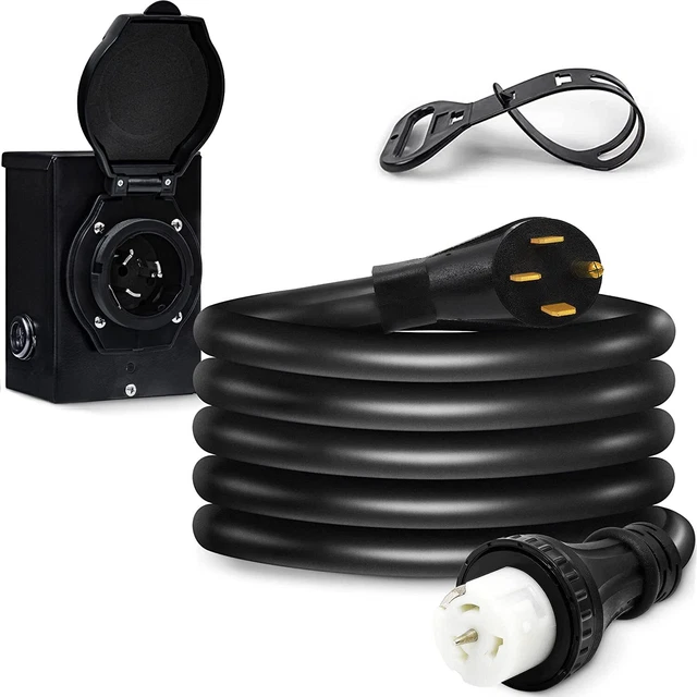 50FT Generator Cord 50 Amp and Power Inlet Box Combo Kit NEMA 14-50P to SS2-50R