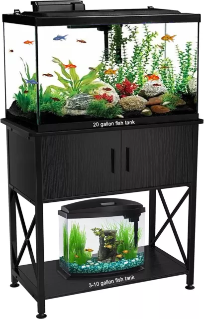 GDLF Fish Tank Stand Metal Aquarium Stand for up to 20 Gallon Long with Cabinet
