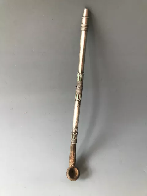 Antique Asian Karen Hill Tribe Fine Enamel Silver Pipe Collectible Pipes 2