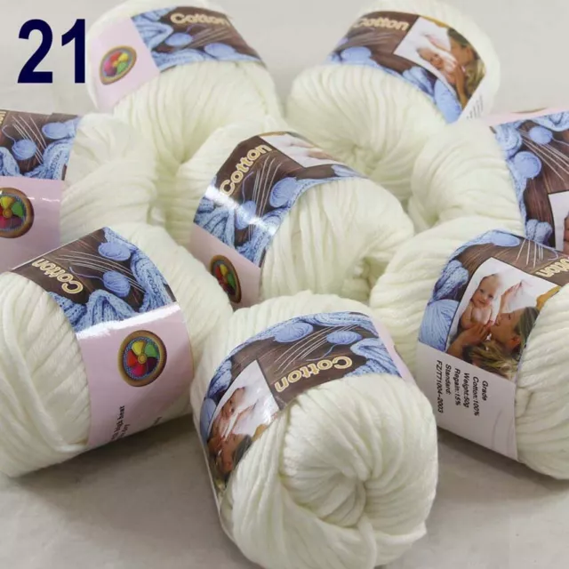 8BallsX50g Special Thick Worsted 100% Cotton Hand Knitting Yarn Pearl White 21 2