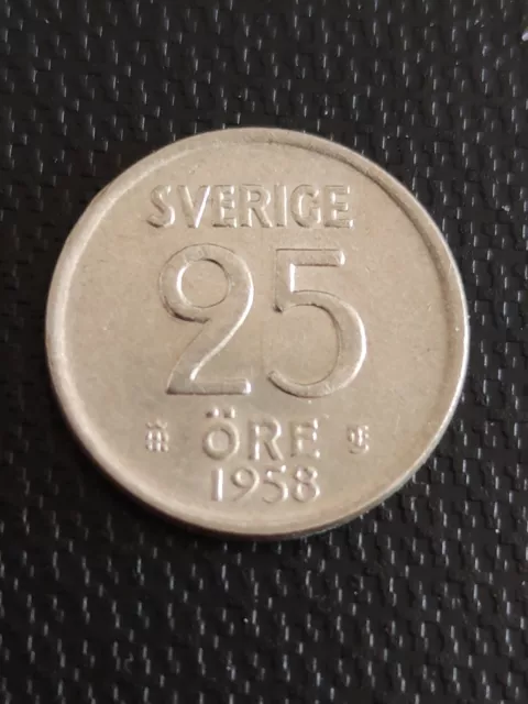 Pièce de monnaie Suède 25 öre 1958 Gustaf VI Adolf en argent