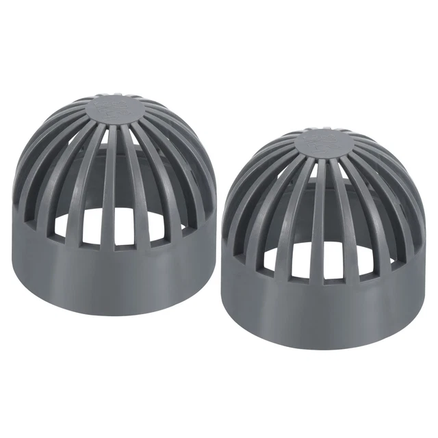 2Pcs 2" Atrium Grate Cover Round Outdoor UPVC Sewer Drain Pipe Fitting Gray