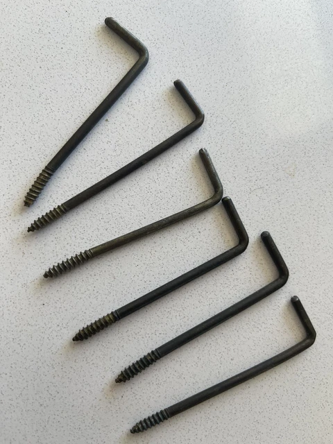 Vintage Lot Of 6 Screw In Wall Hook Primitive Coat Closet Scarf   Hardware 5