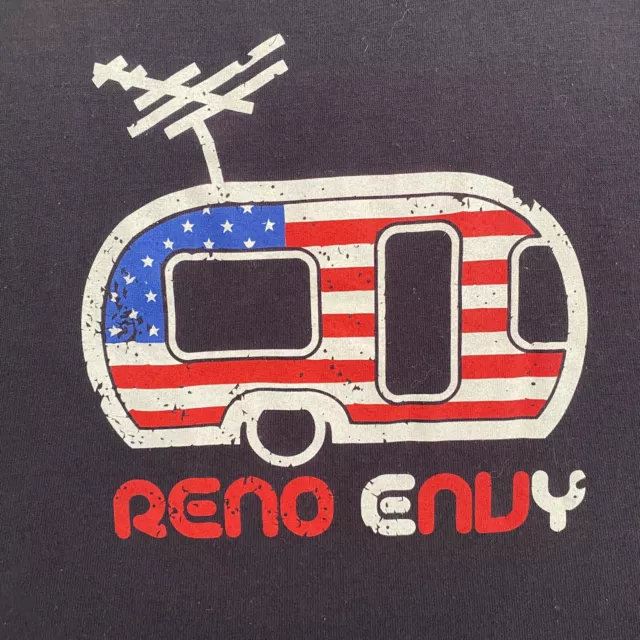 RENO eNVy  Nevada RV Camper American Flag Navy Blue Tank Top Women's XL 2