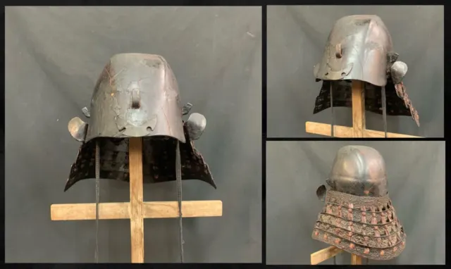 SAMURAI KABUTO IRON Helmet Armor 13.3 inch 19TH C EDO Period Japan Antique BUSHI