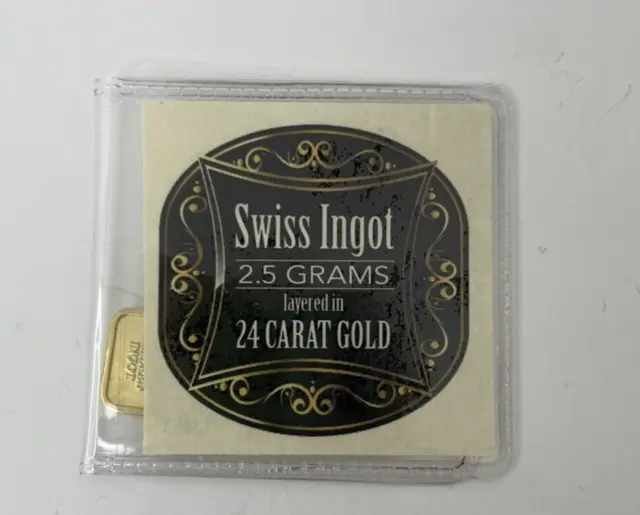 American Coin Treasures Swiss Ingot 2.5 gram layered in 24 Carat Gold