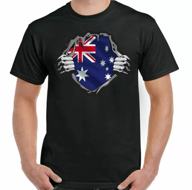 AUSTRALIA FLAG T-SHIRT Football Rugby Cricket Training Top Gym Aussie OZ Tee Day