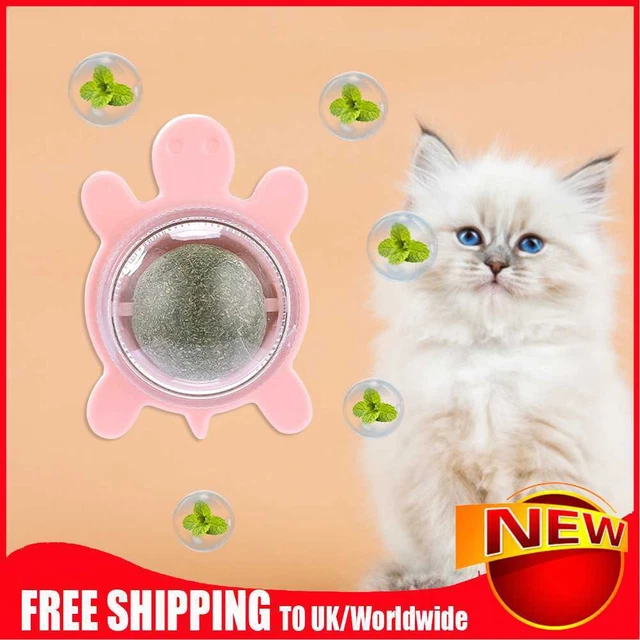 Juguetes de hierba gatera giratoria para gatos de pared pegajosa juguetes suministros para mascotas (rosa)