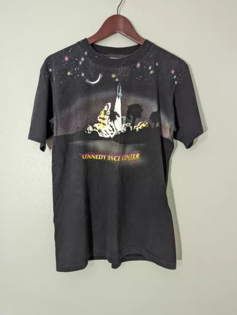 VTG 1990 NASA Kennedy Space Center All Over Print T Shirt Size Large