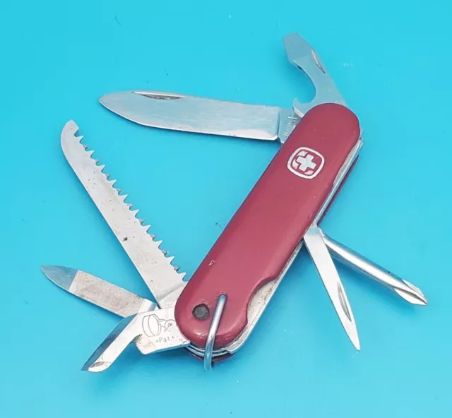 Wenger Swiss Army Knife Red Backpacker Dog Leg Style Can Opener! VINTAGE!
