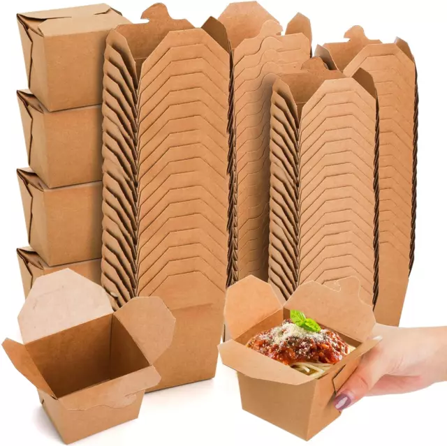 100 Pack Mini Takeout Boxes Paper, 8 OZ Chinese Take Out Food Container, Kraft S