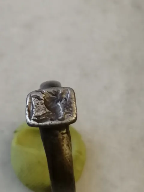 Antique Rare Late Medieval, Pre Georgian Silver Lion Seal Signet Ring US- 9,25 2