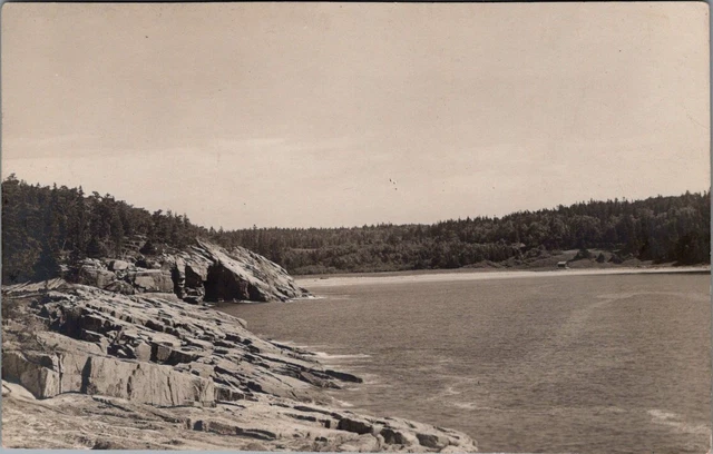 The Sand Beach, BAR HARBOR, Maine Real Photo Postcard - Bicknell