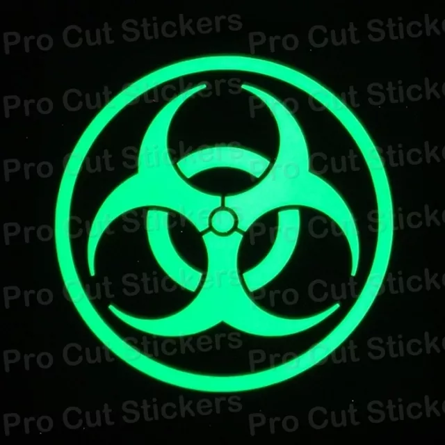 Zombie Biohazard Small to Large Glow in the Dark Luminescent Stickers Decals