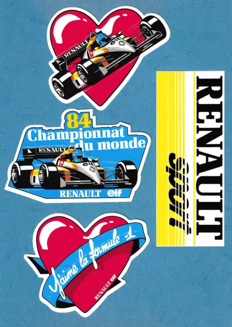 Vier verschiedene französische »RENAULT« Formel 1 Aufkleber [Neu & Unbenutzt]