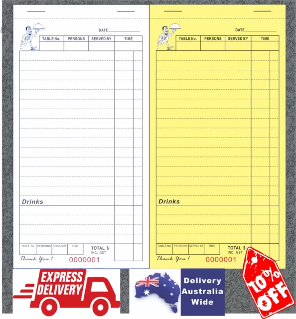 100 LARGE Restaurant Docket Books Duplicate BEST SELLING w Invoice FREE POSTAGE 2