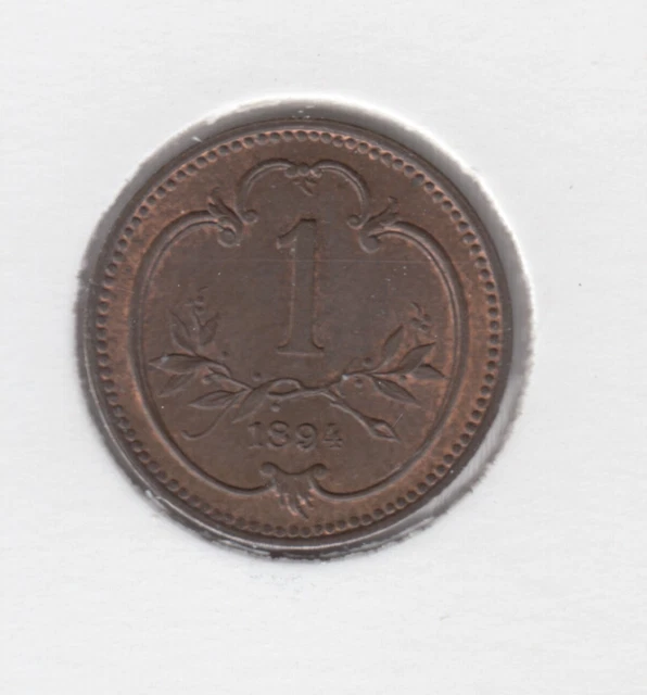 Austria Habsburg 1894 1 Heller   Franz Joseph I  aUNC++ High Grade Coin KM# 2800