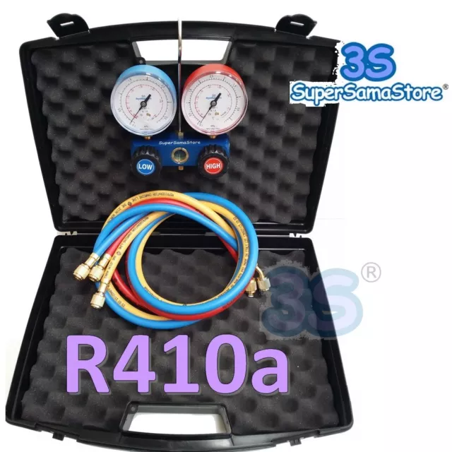 3S KIT GRUPO MANOMÉTRICO ANALIZADOR DE CARGA 2 VÍAS para GAS REFRIGERANTE R410A