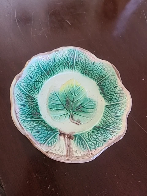 Vintage Majolica Pottery Bowl/ Plate/Candy Dish Maple Leaf, Branch