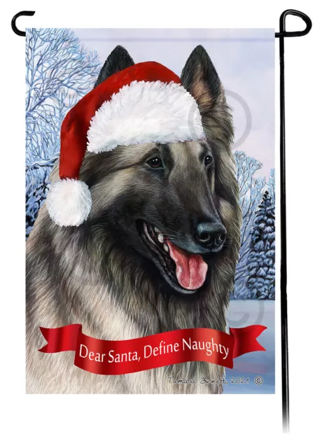 Dear Santa, Define Naughty Garden Flag - Grey Belgian Tervuren 017A