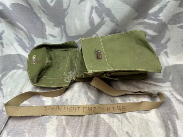 Original WW2 British Army Assault Gas Mask Bag - January 1945 Dated