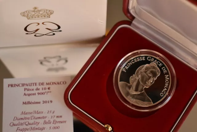 Monaco 2019  10 Euros commémorative " Grace Kelly  5.000 Ex Argent Belle Epreuve