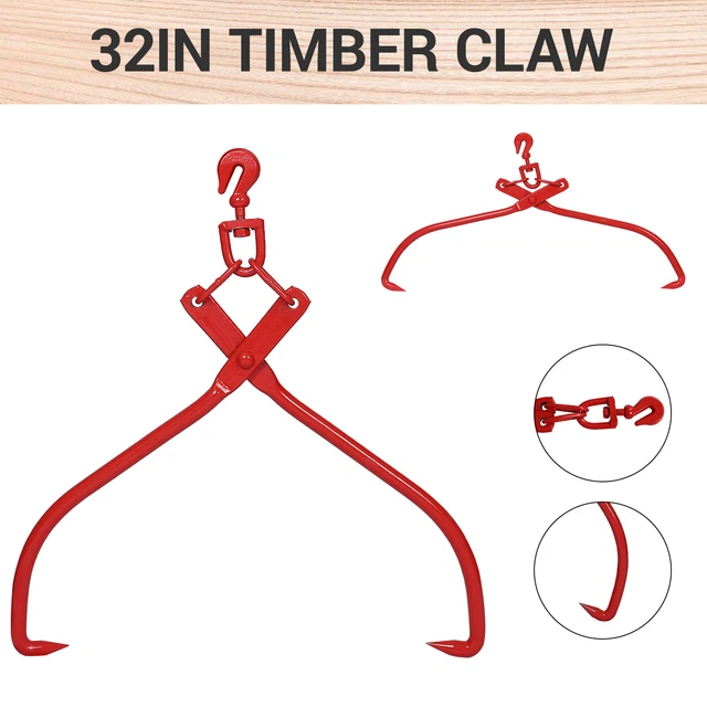 Felled Timber Claw Hook 32in Log Lifting Tongs Heavy Duty Grapple Timber Claw