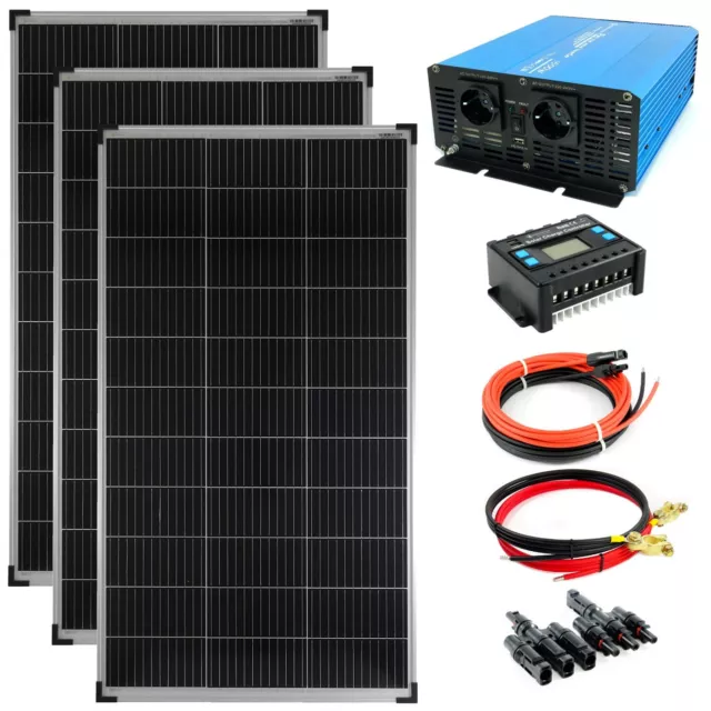 Solaire Set Installation Autonome 3x140 Watt 30A Ts 1500Watt Sinusoïdale Pure