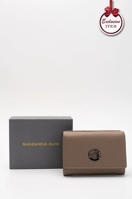 Portafoglio pochette MANDARINA DUCK Amphora in pelle morbida grigio granuloso a scatto