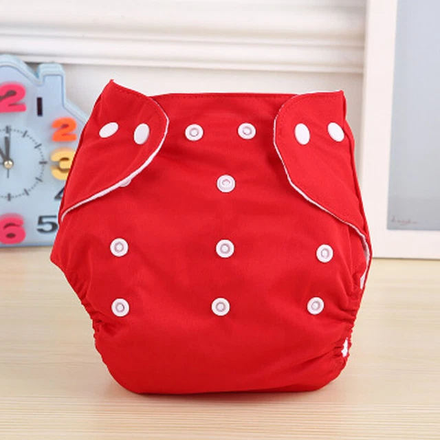 1pc Baby Washable Cloth Diaper Nappies Adjustable Diapers+INSERTS Red