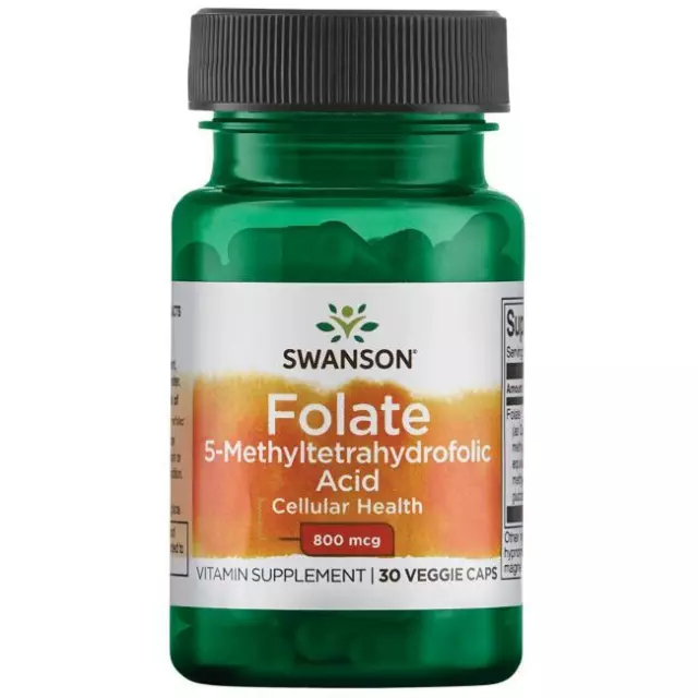 Swanson Folate 5-Methyltetrahydrofolic Acid 400/800mcg, 30 Vcaps