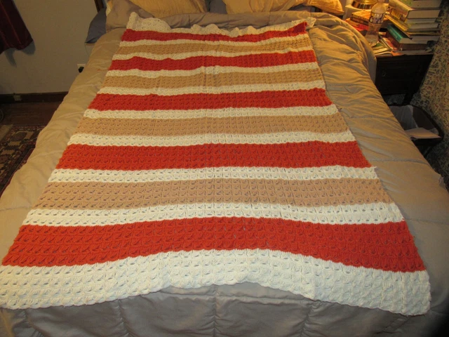 Vintage Granny Throw Crochet Afghan Blanket 64x38