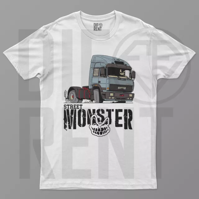 T-Shirt Camion Street Monster, maglia in cotone per camionisti iveco cartoon