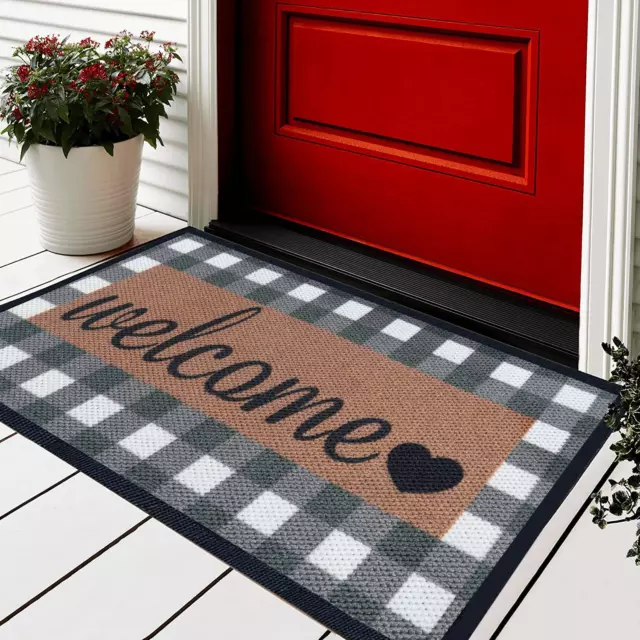 Steplively Door Mat Home Welcome Mats Outdoor and Indoor, Heavy-Duty Low-Profile