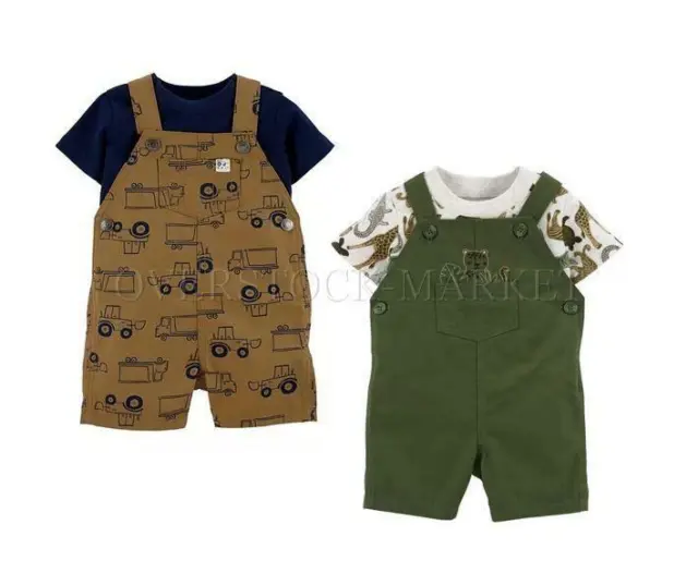 New! Infant Boys Just One You By Carters 2 Pc Set! Bodysuit & Shortall Variety