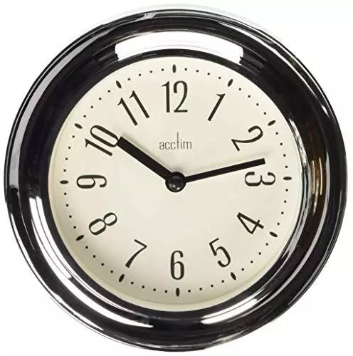 Acctim Riva Small Wall Clock Quartz Chrome Effect 17.5cm 21737