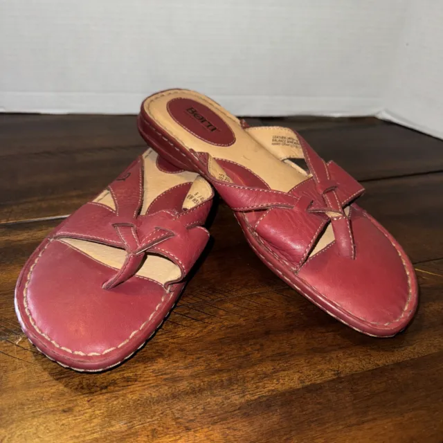 Born Sandals Womens 9 M Flip Flop Thong Red Leather Slip On Toe Post Casual
