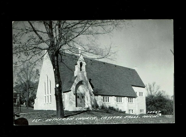 RPPC Crystal Falls, MI Michigan, 1st Lutheran Church used 1952