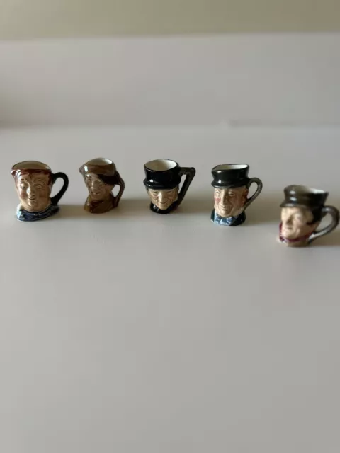 Royal Doulton Tiny Character Jugs Mugs Charles Dickens Set 5 1940 to 1960