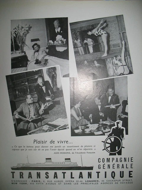 Publicite De Presse Compagnie Generale Atlantique Plaisir De Vivre Tourisme 1953