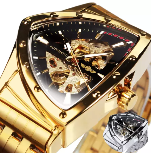 Mens Watches Skeleton Triangle Dial Mechanical Automatic Watch Men's Hollow Gift